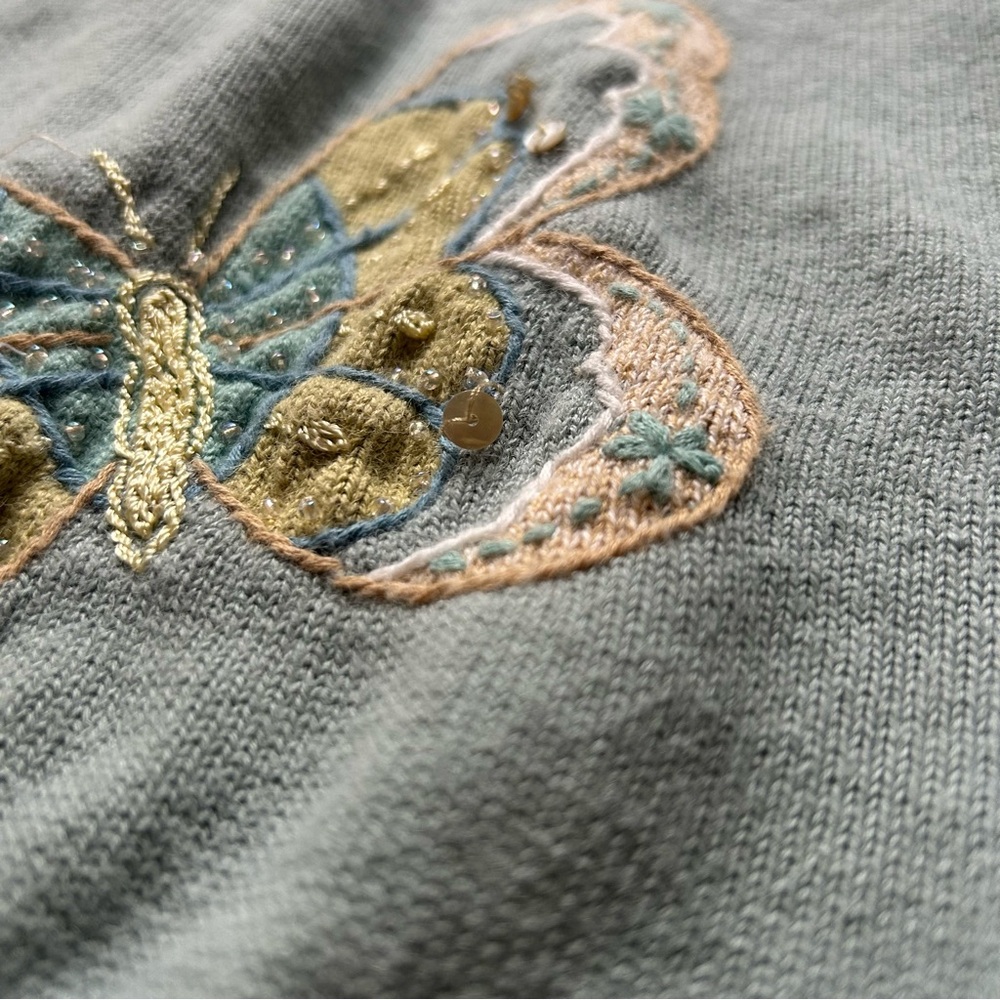 Vintage Alfred Dunner butterfly embroidered short sleeved ramie cotton sweater - Picture 7 of 7